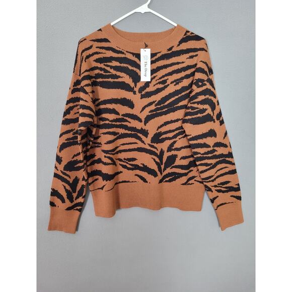 The Drop Women's Ingrid Long-Sleeve Crewneck Jaquard Sweater Small - Picture 1 of 8